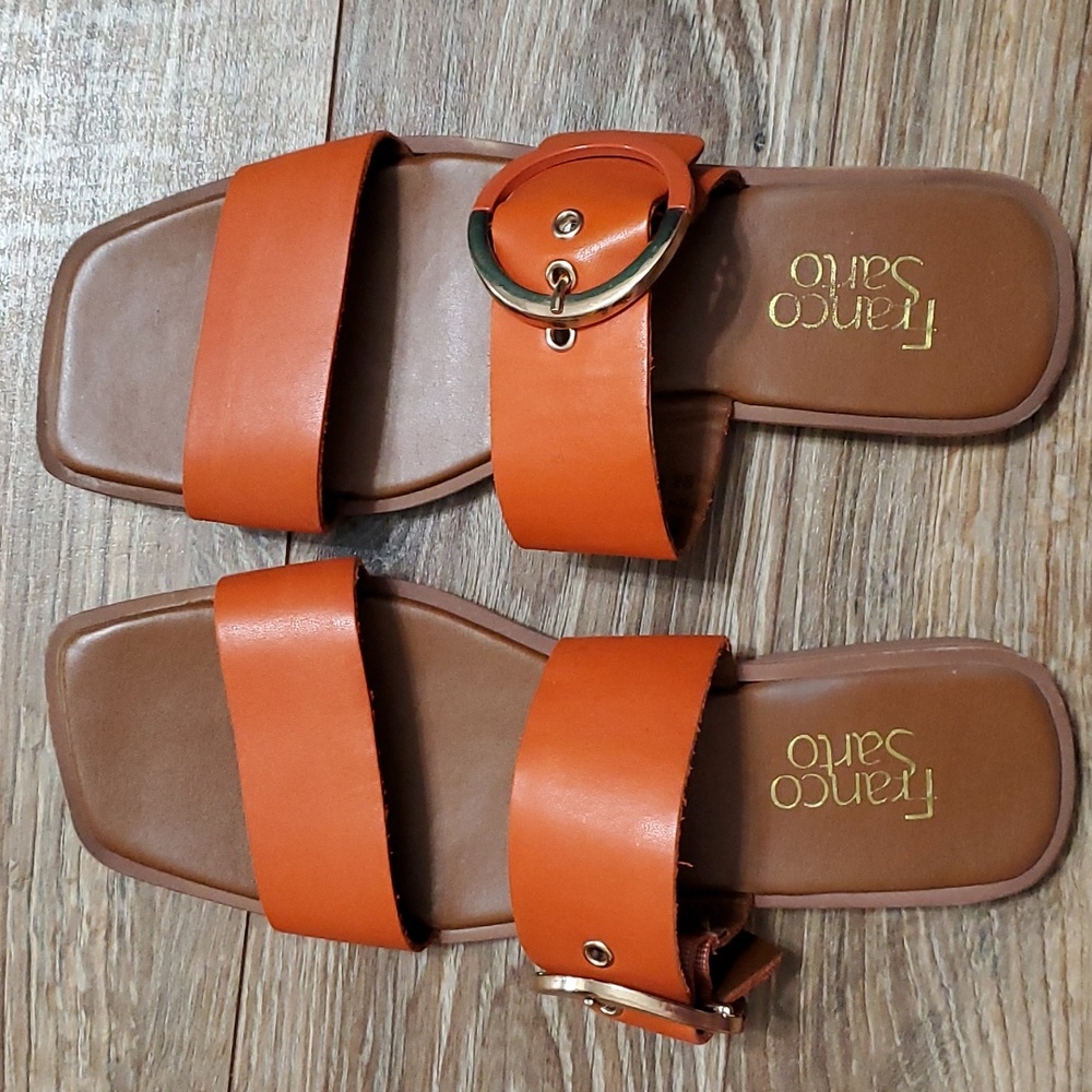 Franco Sarto Orange Slide Sandals - Picture 3 of 7